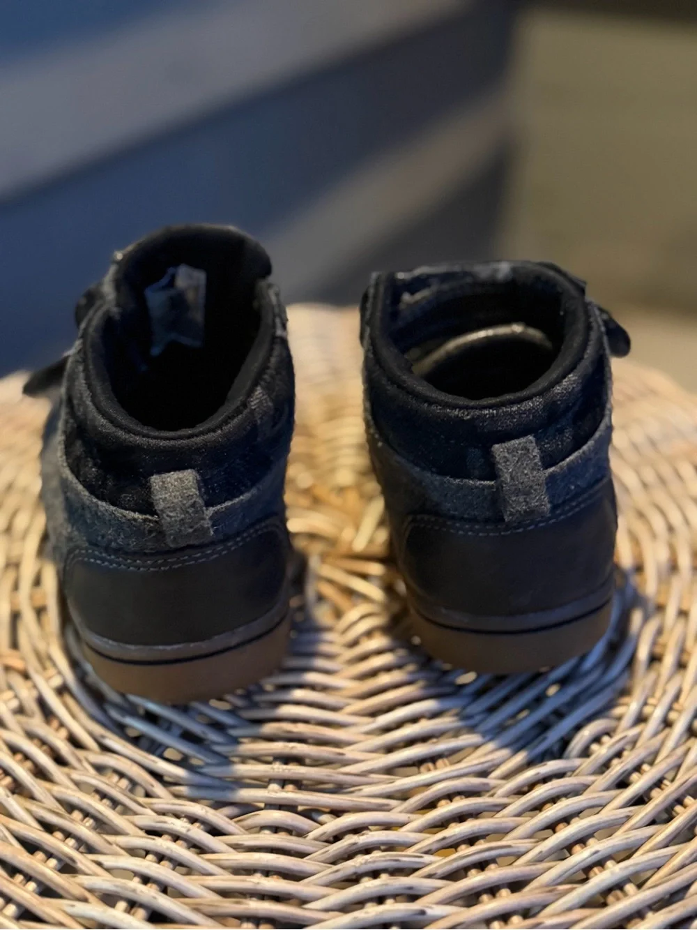 Ecko Kids Grey Suede Double Velcro High Top Sneakers